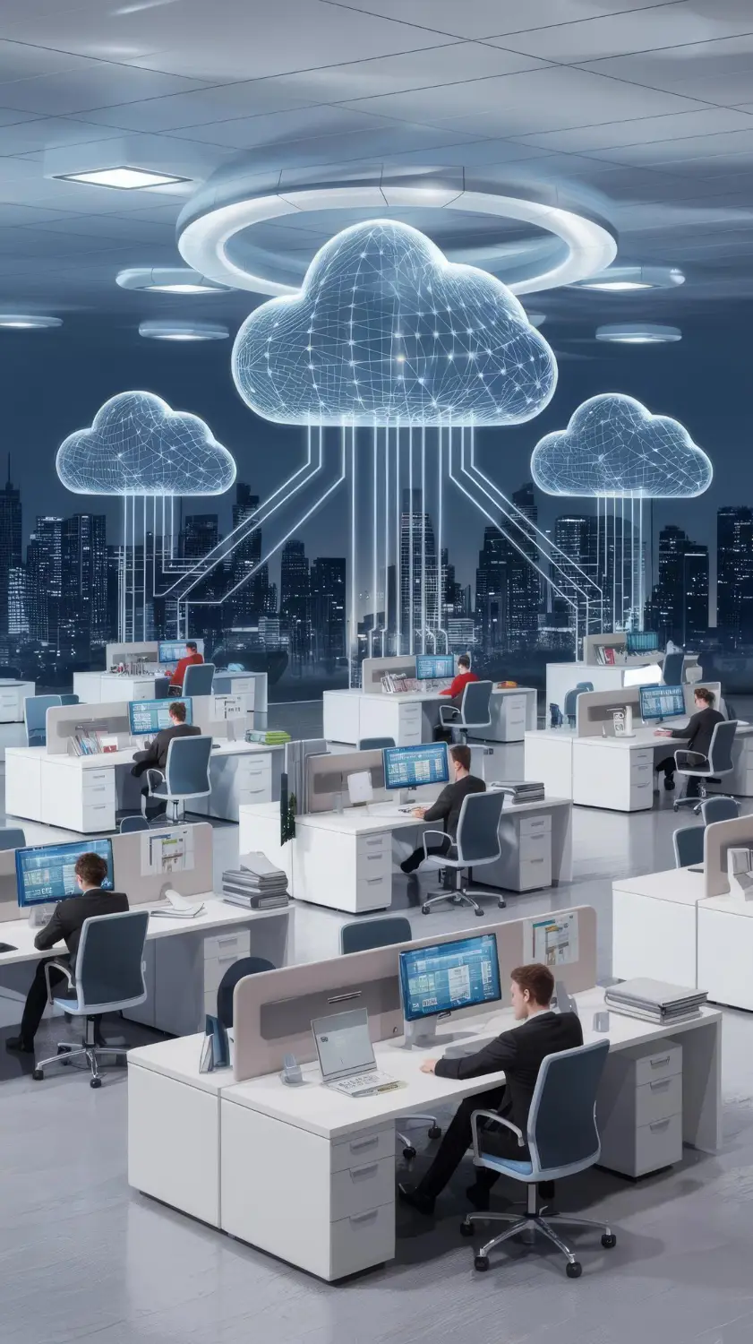 Cloud BPO and automation illustration for student support and back-office operations