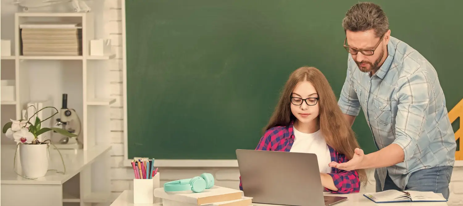 Parent-teacher communication illustration for alerts, progress updates and messaging