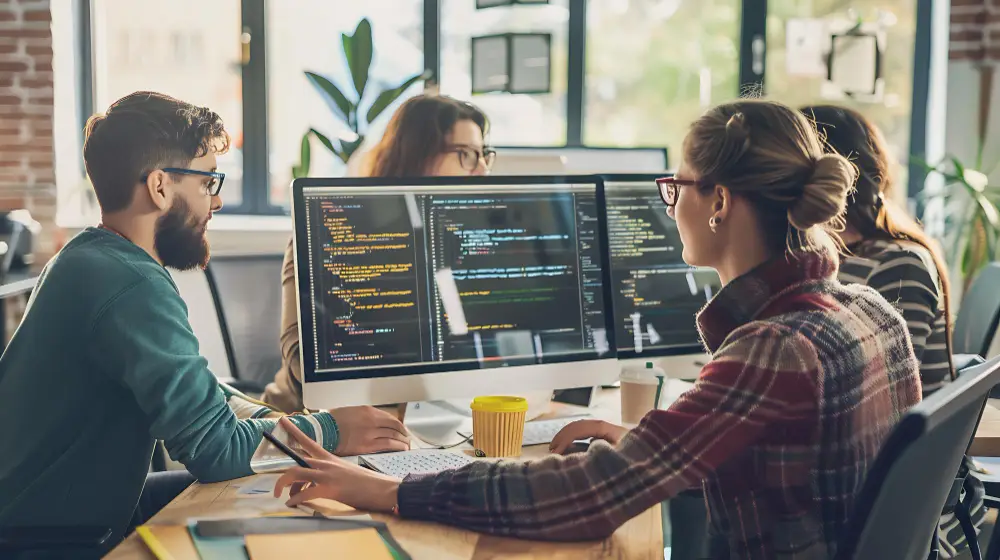 Custom software development illustration for SaaS and business applications